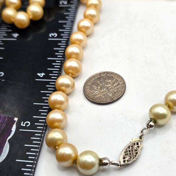 Necklace Vintage Imitation Pearl 24" 7mm Beads Sterling Silver Clasp SKU2424 - Picture 7 of 7